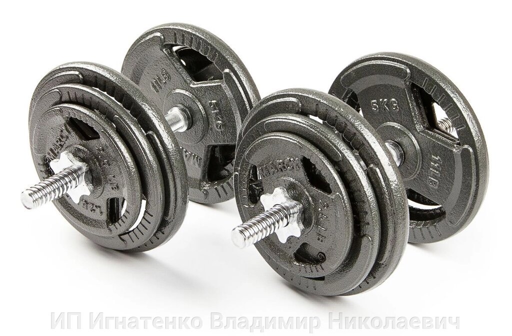 Набор гантелей с железной ручкой HAMMERTONE 2x19 кг от компании ИП Игнатенко Владимир Николаевич - фото 1
