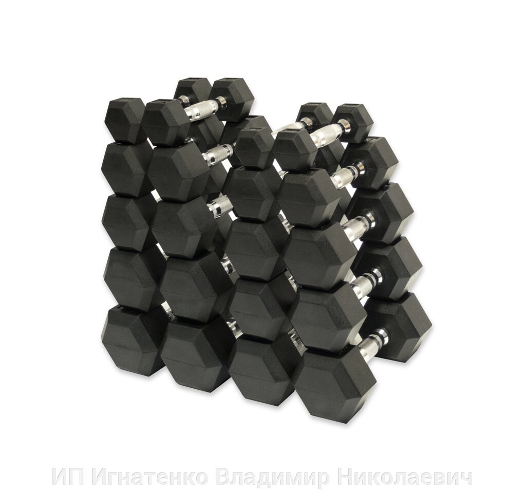 Набор гексагональных гантелей 10 пар от 1 до 10 кг REBEL от компании ИП Игнатенко Владимир Николаевич - фото 1