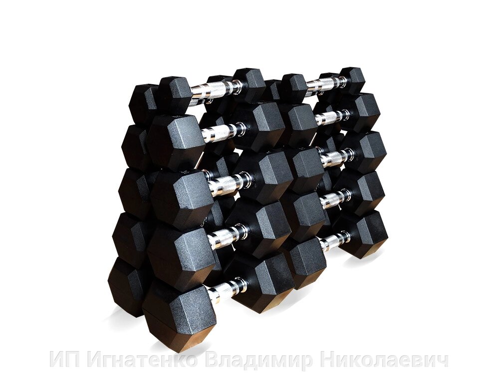 Набор гексагональных гантелей 10 пар от 1 до 10 кг от компании ИП Игнатенко Владимир Николаевич - фото 1