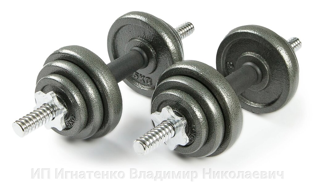 Набор металлических гантелей 2x10 кг Atlas Sport от компании ИП Игнатенко Владимир Николаевич - фото 1