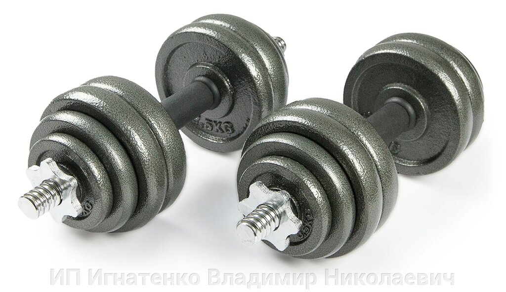 Набор металлических гантелей 2x15 кг Atlas Sport от компании ИП Игнатенко Владимир Николаевич - фото 1