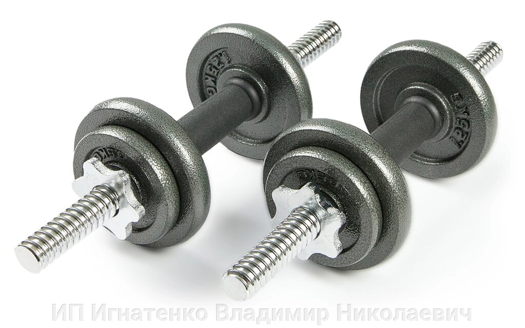 Набор металлических гантелей 2x5 кг Atlas Sport от компании ИП Игнатенко Владимир Николаевич - фото 1
