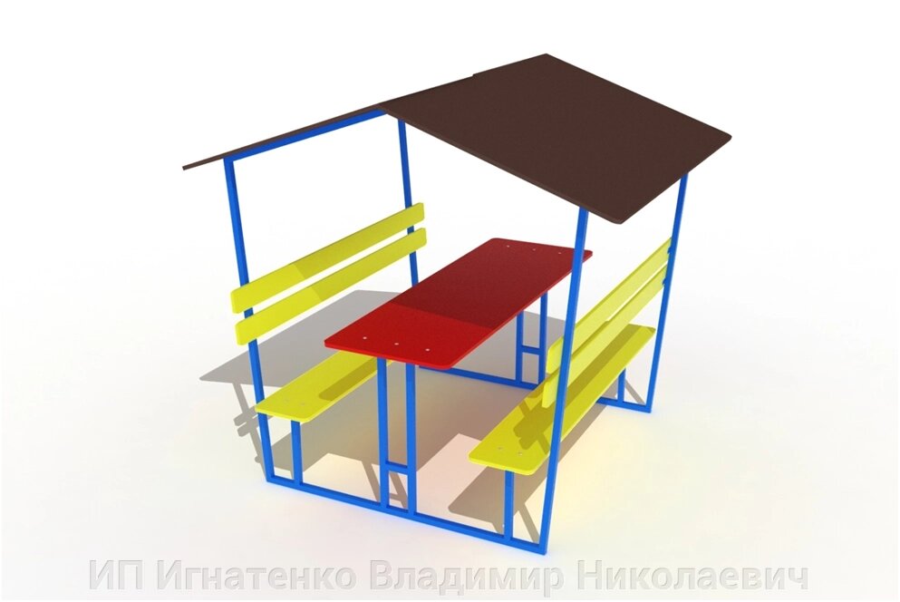 Оборудование для детской площадки Столик взрослый с навесом МФ 305 от компании ИП Игнатенко Владимир Николаевич - фото 1