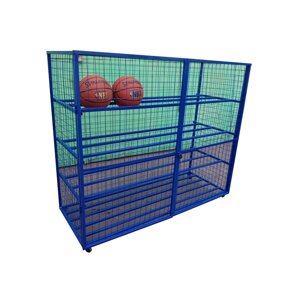 Стеллаж для хранения мячей и инвентаря передвижной металлический (сетка) Разборный