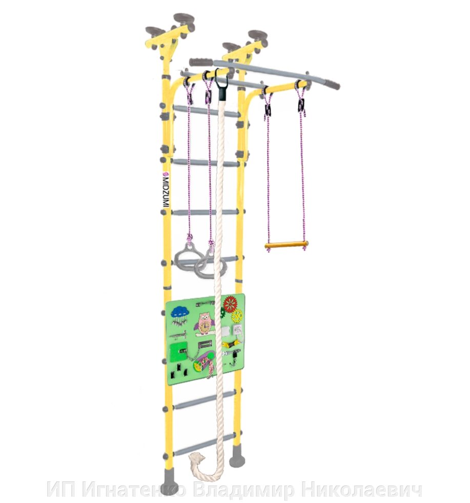 Шведская стенка Midzumi Hoshi Busyboard (лимонный пай и бизиборд салатовый) от компании ИП Игнатенко Владимир Николаевич - фото 1