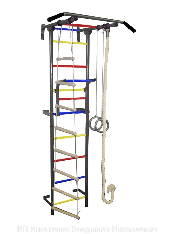Спортивный комплекс Крепыш Г-образный Пристенный-1 (Серый/ПВХ/Разноцветные) от компании ИП Игнатенко Владимир Николаевич - фото 1