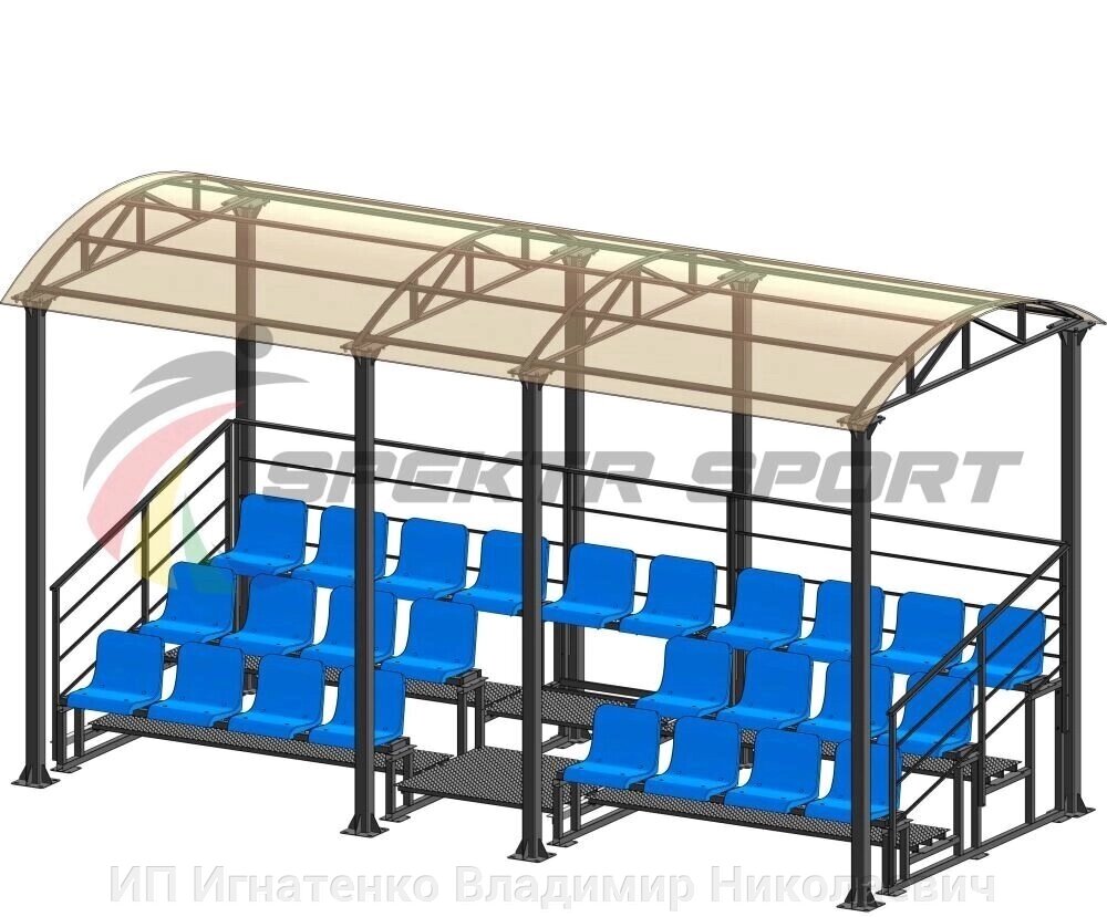Трибуна модульная без крыши с ограждениями на 26 мест от компании ИП Игнатенко Владимир Николаевич - фото 1