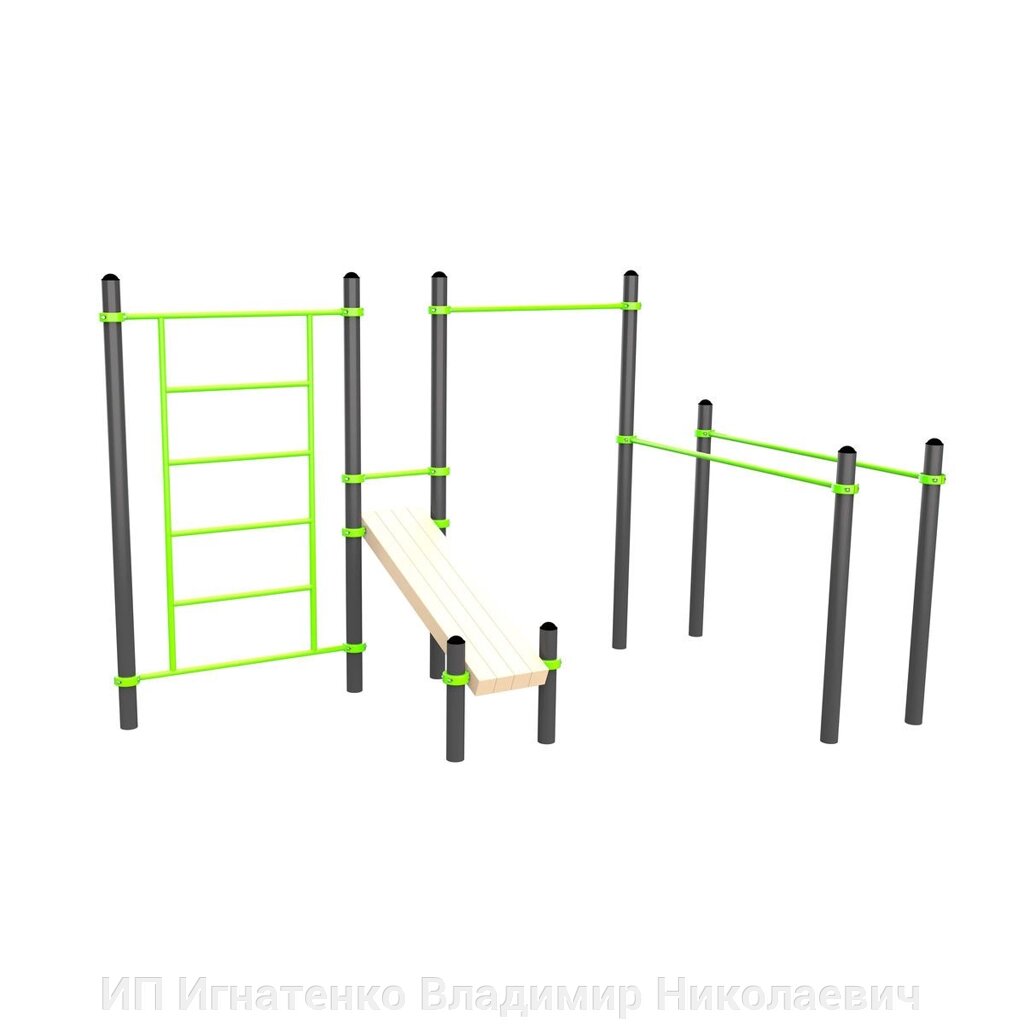 Воркаут (брусья, турник, шведская стенка и наклонная скамья для пресса) W201 от компании ИП Игнатенко Владимир Николаевич - фото 1