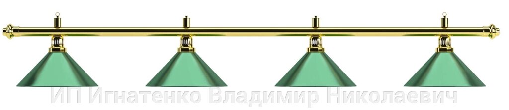 Weekend Лампа на четыре плафона «Evergreen» (золотистая штанга, зеленый плафон D35см) от компании ИП Игнатенко Владимир Николаевич - фото 1