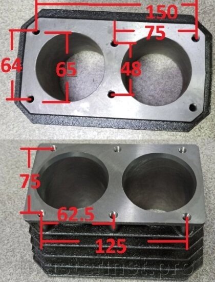 Цилиндр компрессора 2-х поршневой d поршня 65мм h100мм 010433(12) от компании "Мастер Инструмент" магазин - фото 1