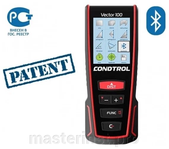 Дальномер CONDTROL Vector 100 лазерный 0,05 –100м, Уклономер, Bluetooth, 1,5 мм, 1-4-100 от компании "Мастер Инструмент" магазин - фото 1