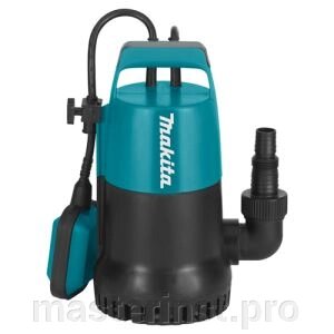 Дренажный насос MAKITA PF0300 (300Вт,140л/м,Н=7м,Г-5м,4.2кг,ч/вод (вкл5мм), мин уровень воды от компании "Мастер Инструмент" магазин - фото 1