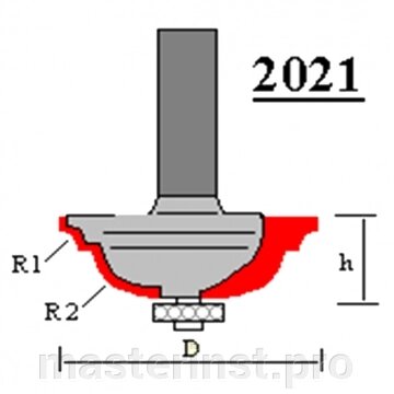 Фреза GLOBUS кромочная калевочная с нижним подшипником D40, h15, d8, R3/8 2021 R3/8 от компании "Мастер Инструмент" магазин - фото 1