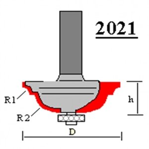 Фреза GLOBUS кромочная калевочная с нижним подшипником D40, h15, d8, R3/8 2021 R3/8