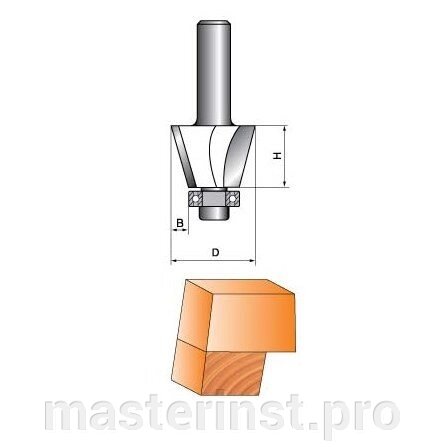 Фреза GLOBUS кромочная конусная D24, h22, d8, 15° 1024 D24   15o от компании "Мастер Инструмент" магазин - фото 1