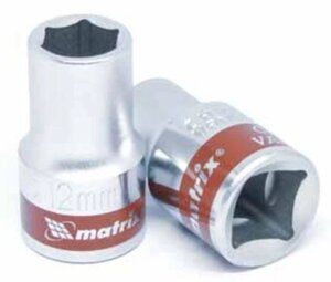 Головка 12мм 1/2", 6-гранная, CrV, хромированная Matrix 13112