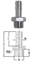 Переходник для шланга 10мм 1/4"M (папа) - ёлочка 180265 B от компании "Мастер Инструмент" магазин - фото 1