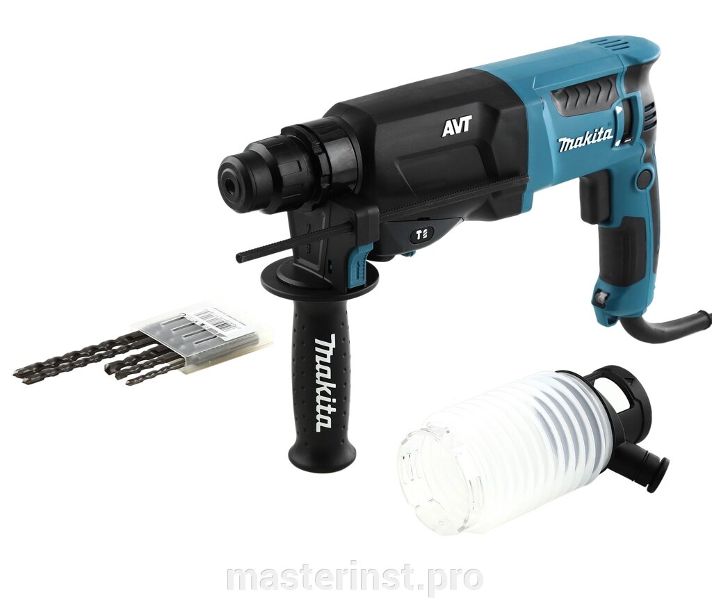 Перфоратор элек. MAKITA HR2611F (X5) 800Вт,3реж,2.9Дж,0-4600у/м,2.9кг, чем, АВТ, подсветка, набор буров от компании "Мастер Инструмент" магазин - фото 1