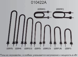 Тэн водяной 1,0квт тип-U из нержавейки (220/1) 010422A (220/1) в Свердловской области от компании "Мастер Инструмент" магазин