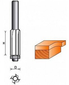 Фреза GLOBUS кромочная прямая D16, h40, d8, 4 зуба 1020 z4 16x40