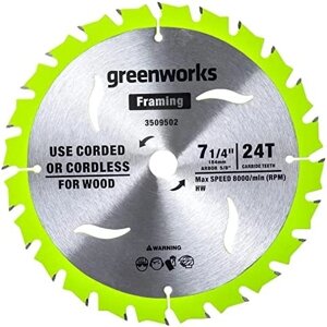 184*20*24Т Диск пильный по дереву для циркулярной пилы Greenworks, Арт. 2943407,