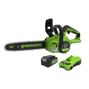 Пила цепная аккум. Greenworks GD24CS30K4 24V, 30см, бесщеточная, c 1*АКБ 4Ач и ЗУ в Свердловской области от компании "Мастер Инструмент" магазин