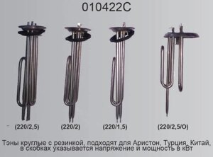 Тэн водонагревателя 2,5квт без резинки Овал 010422C (220/2,5) О в Свердловской области от компании "Мастер Инструмент" магазин