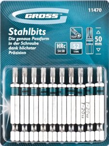 Бита Т20*50мм TORX GROSS сталь уп. 10шт продаем по 0,1 S2 11470