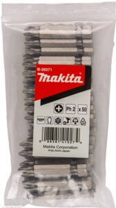 Бита PH2*50мм MAKITA E-form (MZ) 50штук B-26571