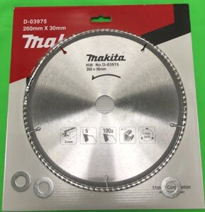 260*30/15,88*100зуб по алюминию MAKITA D-03975