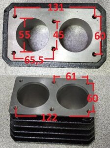 Цилиндр компрессора 2-х поршневой d поршня 55мм h92мм 010433(11)