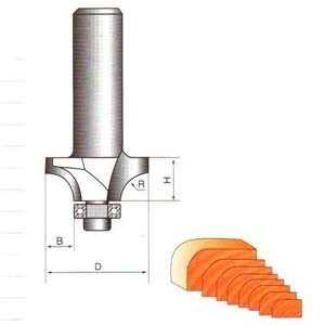 Фреза GLOBUS кромочная калевочная D18, h6, d8, R3 1017 R 3