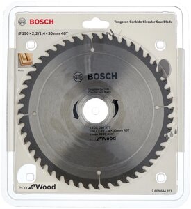 190*30*48Т BOSCH Eco for wood Ламинат, Чист. рез, 2,2/1,4мм 2608644377