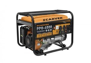 Генератор 5,0/5,5квт CARVER PPG- 6500Е (LT-188F, 220В, бак 25л, ЭЛ. стартер, медь, аккум) 01.020.00005