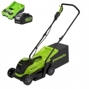 Газонокосилка аккумуляторная Greenworks GD24LM33K4 24V, 33 см, высота 25-70мм бесщеточная, с 1*АКБ