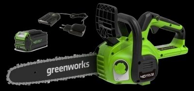 Пила цепная аккум. Greenworks G40CS30II 40V, 30 см,  с 1*АКБ 2Ач и ЗУ 2007807UA от компании "Мастер Инструмент" магазин - фото 1