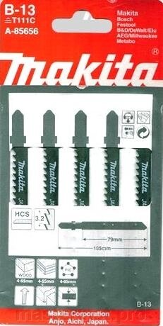 Пилки Т111 С MAKITA № В13 Пилка для лобзиков 5 шт. (Обычный рез дерева и пластика) A-85656 от компании "Мастер Инструмент" магазин - фото 1