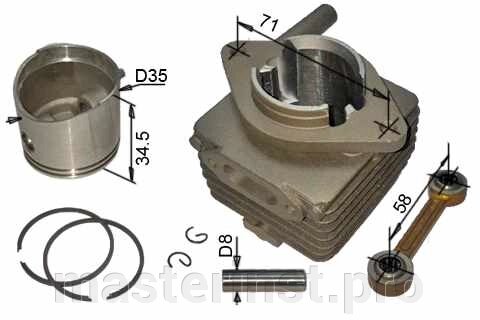 Поршневая всборе тример MTD 790 диам. 35мм  010008(U) от компании "Мастер Инструмент" магазин - фото 1