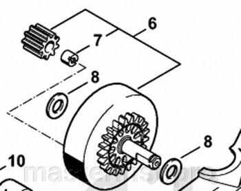 Шестерня STIHL MSE-141C пластик, ведомая (Зубчатое колесо) 12086407551 от компании "Мастер Инструмент" магазин - фото 1