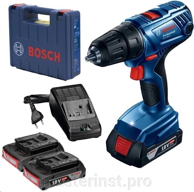 Шуруповерт аккумуляторный BOSCH GSR 180 Li 2*2,0 (18V,2*2,0Ah,13mmБЗП,2ск: 450 /1700 об/мин 21/54 Нм от компании "Мастер Инструмент" магазин - фото 1