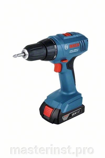 Шуруповерт аккумуляторный BOSCH GSR 1800 Li-Ion 33HM (18V,2*1,5Ah,10mmБЗП,2ск:400-1300"/мин, кейс) 06 от компании "Мастер Инструмент" магазин - фото 1