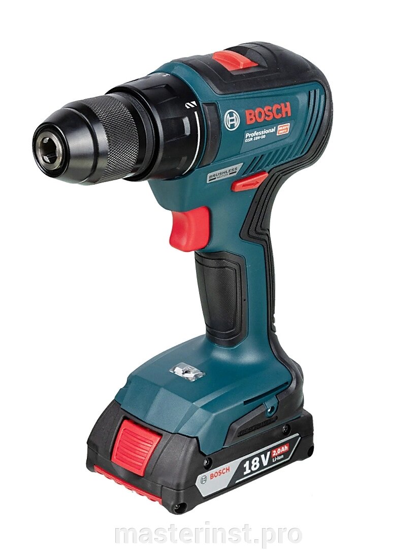 Шуруповерт аккумуляторный BOSCH GSR 18V-50 (б/щет. двиг. 18V,1*4,0Ah,13mm БЗП,2ск: 460 /1800об/мин 2 от компании "Мастер Инструмент" магазин - фото 1