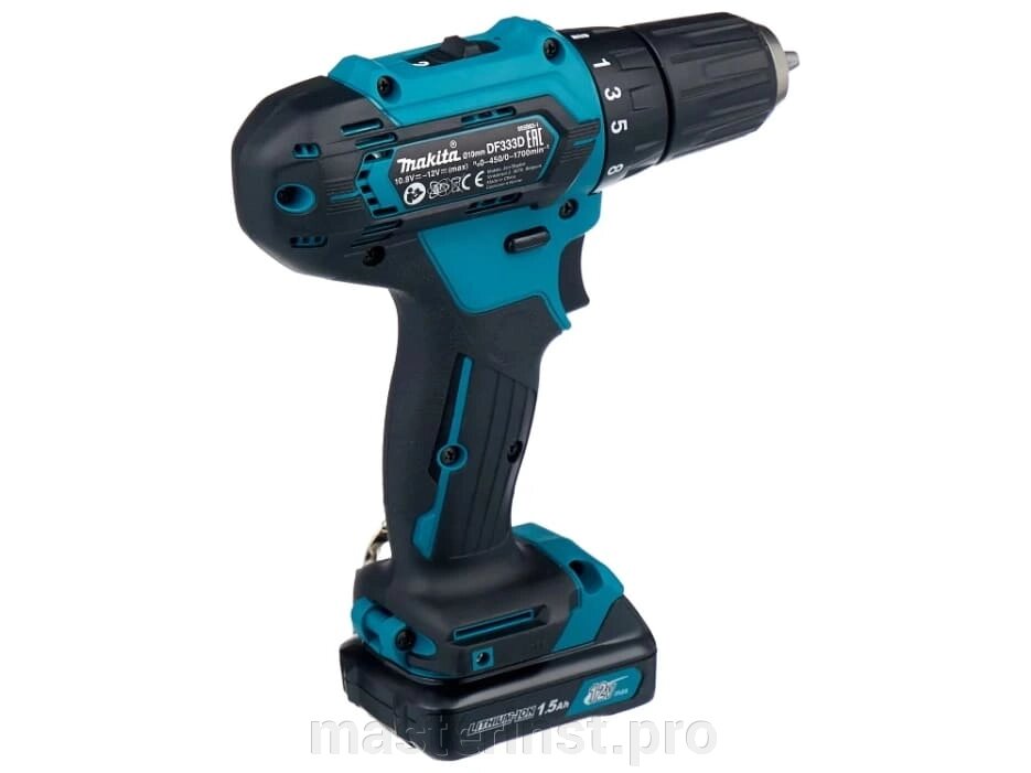 Шуруповерт аккумуляторный MAKITA DF333DWAE аккум. CXT 12В max, 10мм, 30/14Нм 2х2.0Ач,з/у от компании "Мастер Инструмент" магазин - фото 1