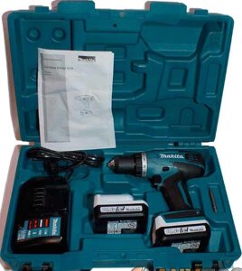 Шуруповерт аккумуляторный MAKITA DF347DWE 14.4В,2х1.5АчLi-ion, БЗП-10мм,0-400/0-1400об/м,30/15Нм,1.4к