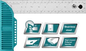 Угольник 300мм слесарный (12"с градусной разметкой, стальной TOTAL TMT61126
