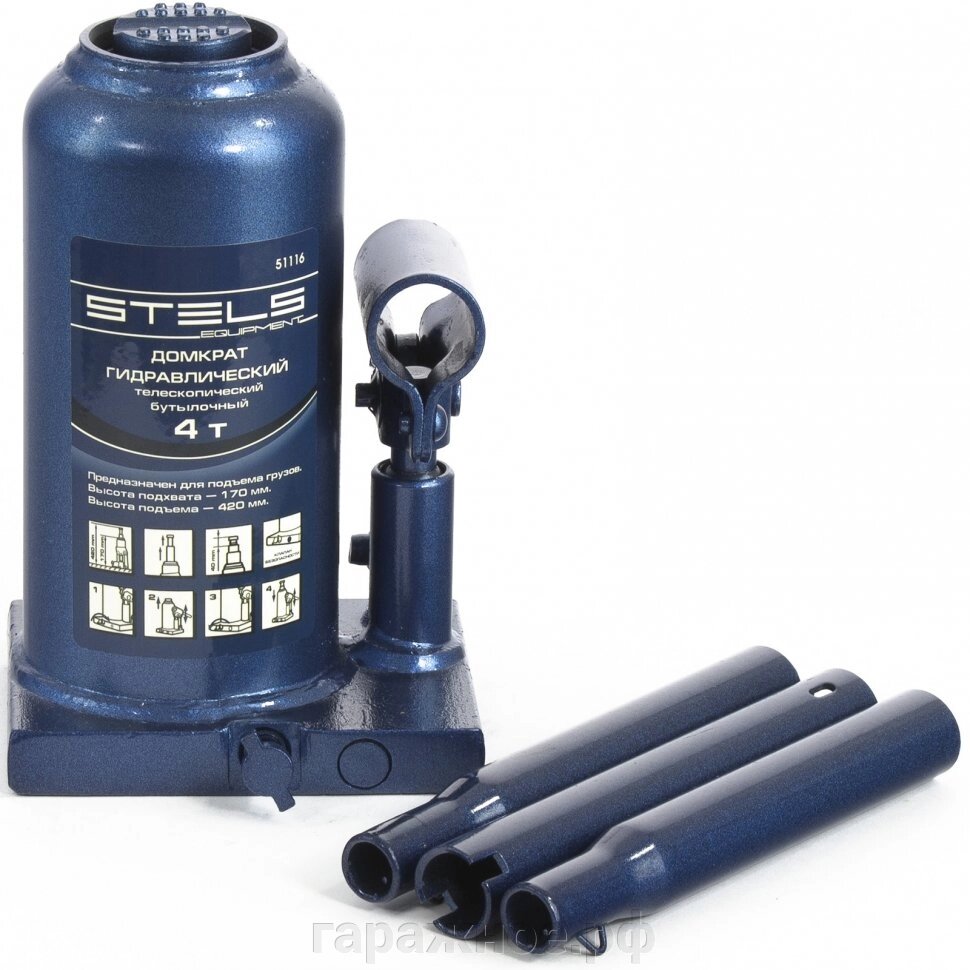 Домкрат гидравлический бутылочный телескопический, 4 т, 170-420 мм. Stels от компании ООО "Евростор" - фото 1