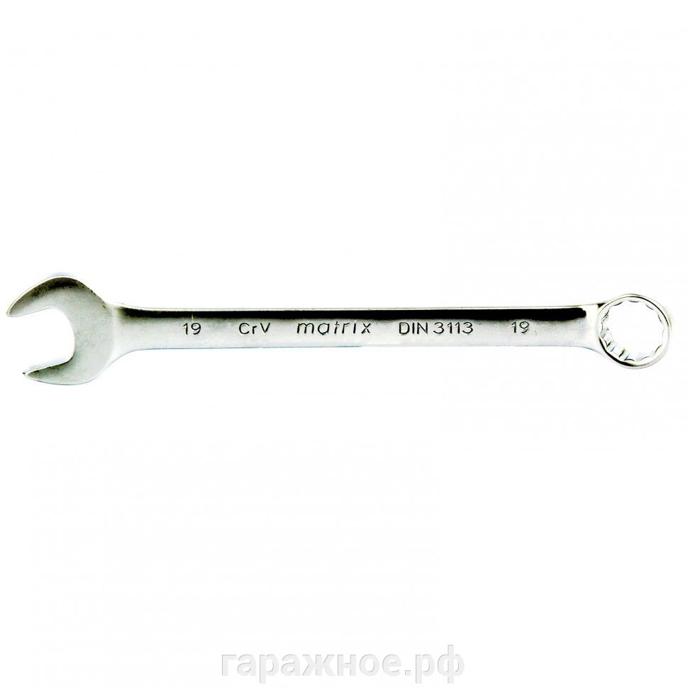 Ключ комбинированный, 19 мм, CrV, матовый хром. MATRIX от компании ООО "Евростор" - фото 1