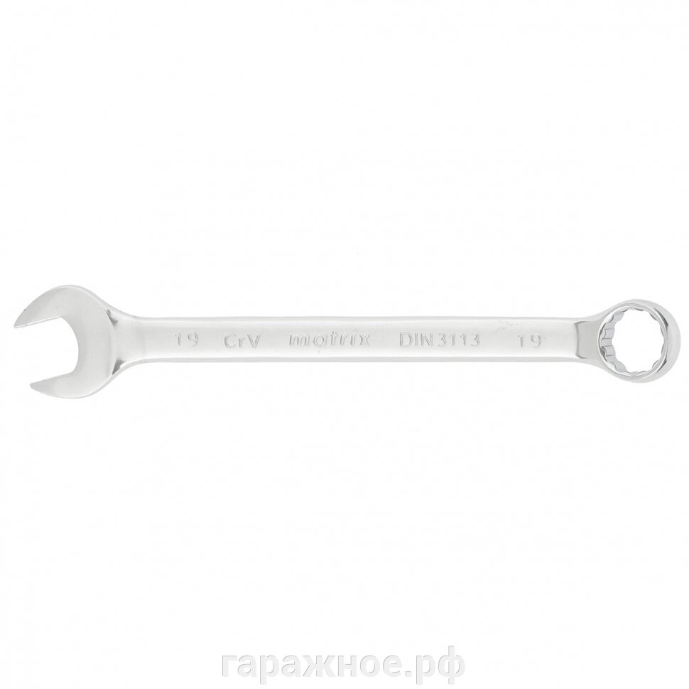 Ключ комбинированный, 19 мм, CrV, полированный хром. MATRIX от компании ООО "Евростор" - фото 1