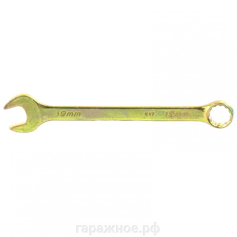 Ключ комбинированный, 19 мм, желтый цинк. СИБРТЕХ от компании ООО "Евростор" - фото 1