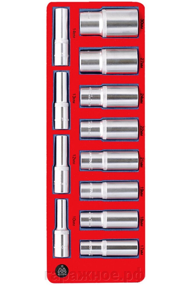 Набор глубоких головок 1/2”, двенадцатигранные, ложемент, 12 предметов от компании ООО "Евростор" - фото 1